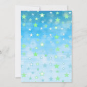 かわいい小さな民族のベイビーブルーの星と月男子 招待状 (裏面)