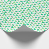 かわいい小さな水の色の弓の緑の白 ラッピングペーパー (角)