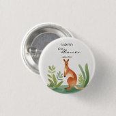 かわいい小さな水の色カンガルー赤ちゃんシャワーのお願い 缶バッジ (正面&裏面)