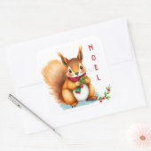 かわいい小さな水の色クリスマスリスのノエル スクエアシール (封筒)