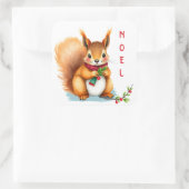 かわいい小さな水の色クリスマスリスのノエル スクエアシール (バッグ)