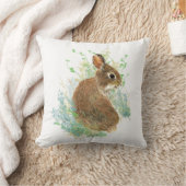 かわいい小さな水の色バニーラビットアニマルアート クッション (ブランケット)
