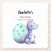 かわいい小さな水彩恐竜の赤ちゃんシャワー ペーパーコースター (正面)