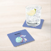 かわいい小さな水彩恐竜の赤ちゃんシャワー ペーパーコースター (インサイチュ)