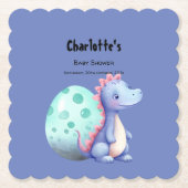 かわいい小さな水彩恐竜の赤ちゃんシャワー ペーパーコースター (正面)