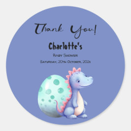 かわいい小さな水彩恐竜の赤ちゃんシャワー ラウンドシール