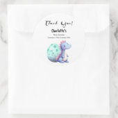 かわいい小さな水彩恐竜の赤ちゃんシャワー ラウンドシール (バッグ)