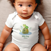 かわいい小さな水色のカエルパーソナライズされた ベビーボディスーツ