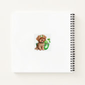 かわいい小さな水色ふわふわの子犬 ノートブック (裏面)