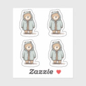 かわいい小さな水色クマ シール (シート)