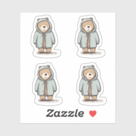 かわいい小さな水色クマ シール