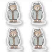 かわいい小さな水色クマ シール (正面)