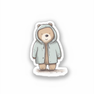 かわいい小さな水色クマ シール