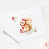 かわいい小さな水色クリスマスリス スクエアシール (封筒)