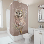 かわいい小さな水色フクロウ鳥自然アート シャワーカーテン (インサイチュ)