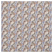 かわいい小さな水色フクロウ鳥自然アート ファブリック (見本)