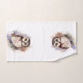 かわいい小さな水色フクロウ ハンドタオル (ハンドタオル)