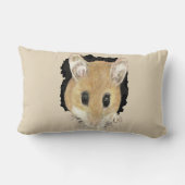 かわいい小さな水色ペットポケットマウス動物アート ランバークッション (裏面)