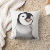 かわいい小さな水色ペンギンカスタム クッション (ブランケット)