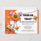 かわいい小さな漫画のモンスターズの子供のハローウィンパーティ 招待状 (正面)