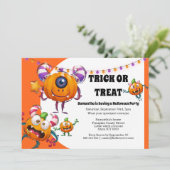 かわいい小さな漫画のモンスターズの子供のハローウィンパーティ 招待状 (スタンド正面)