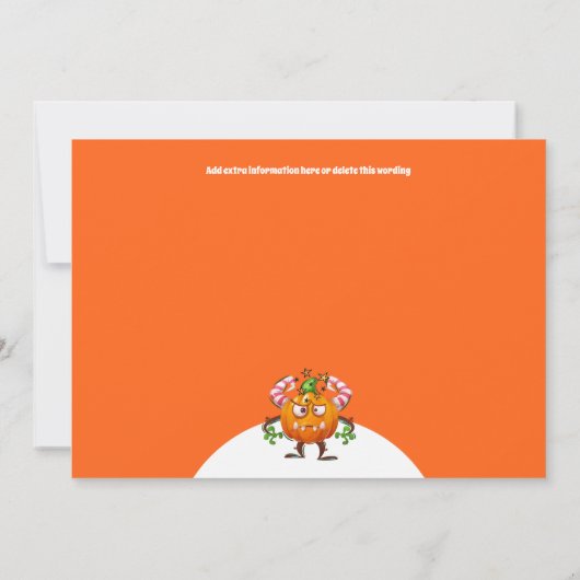 かわいい小さな漫画のモンスターズの子供のハローウィンパーティ 招待状 (裏面)