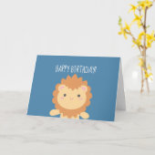 かわいい小さな漫画のライオンボーイキッズハッピーバースデー カード (黄色い花)