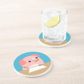 かわいい小さな漫画の豚"作家のブロック"コースター コースター (側面)