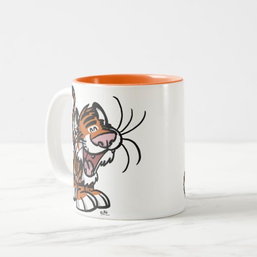 かわいい小さな漫画タイガーマグ ツートーンマグカップ (正面左)
