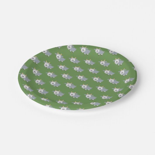 かわいい小さな灰色のヤギの柄 ペーパープレート (アングル)