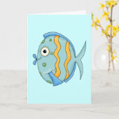 かわいい小さな熱帯海の魚の漫画のキャラクター カード (黄色い花)