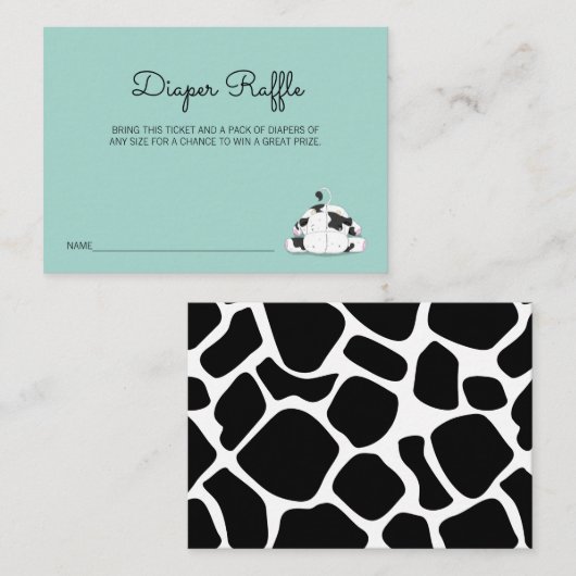 かわいい小さな牛の赤ちゃんシャワーおむつラッフルチケット エンクロージャーカード (正面/裏面)