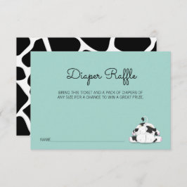 かわいい小さな牛の赤ちゃんシャワーおむつラッフルチケット 招待状