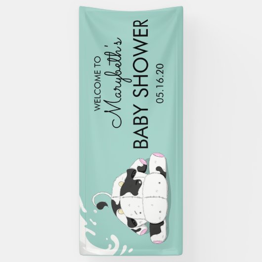 かわいい小さな牛の赤ちゃんシャワーのバナー 横断幕 (縦)