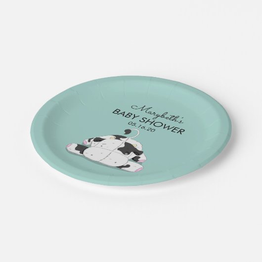 かわいい小さな牛の赤ちゃんシャワー紙プレート ペーパープレート (アングル)