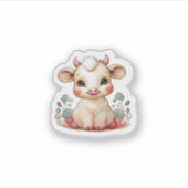 かわいい小さな牛 シール (正面)