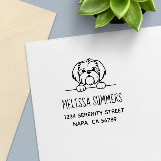 かわいい小さな犬のシーズー（犬）Tzuアドレス セルフインキングスタンプ