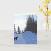 かわいい小さな犬のノートカード カード (黄色い花)