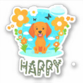 かわいい小さな犬 シール (正面)
