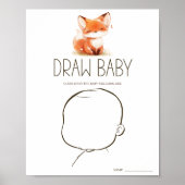 かわいい小さな狐のベビーシャワーゲーム お絵かき ポスター (正面)