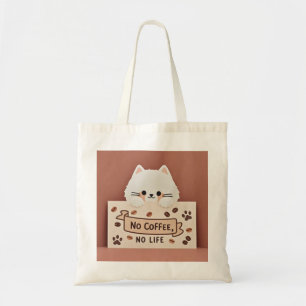 かわいい小さな猫の手のプリントとコーヒー豆 トートバッグ