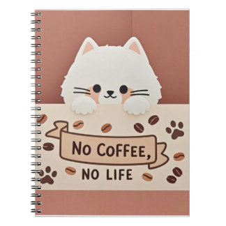 かわいい小さな猫の手のプリントとコーヒー豆 ノートブック
