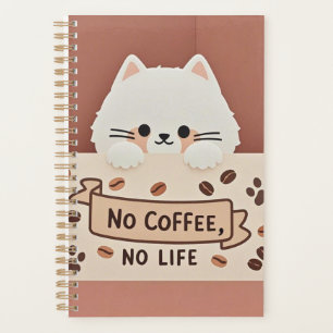 かわいい小さな猫の手のプリントとコーヒー豆 プランナー手帳