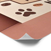 かわいい小さな猫の手のプリントとコーヒー豆 ポスター (角)