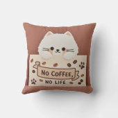 かわいい小さな猫の肉球の跡とコーヒー豆 クッション (裏面)