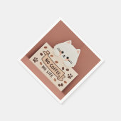 かわいい小さな猫の肉球の跡とコーヒー豆 スタンダードカクテルナプキン (角)