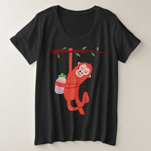 かわいい小さな猿のデザイン プラスサイズTシャツ (デザイン正面)