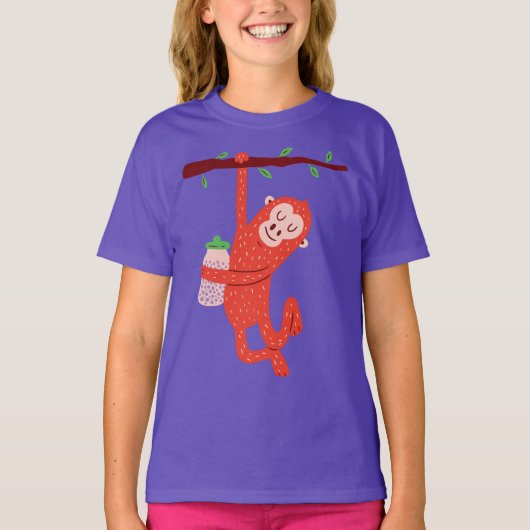 かわいい小さな猿のデザイン Tシャツ (正面)