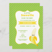 かわいい小さな甘いバナナ赤ちゃんシャワー 招待状 (正面/裏面)