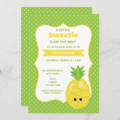 かわいい小さな甘いパイナップル赤ちゃんシャワー 招待状 (正面/裏面)